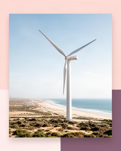 Aerogenerador instalado junto a la costa de Andalucía bajo un cielo despejado
