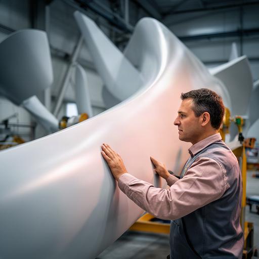 Domimgo Grigoryan, director de Ingeniería, revisando el diseño aerodinámico de una pala eólica